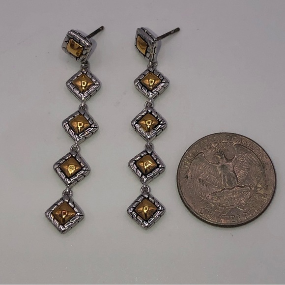 18k Station Dangle Earrings - Picture 7 of 7